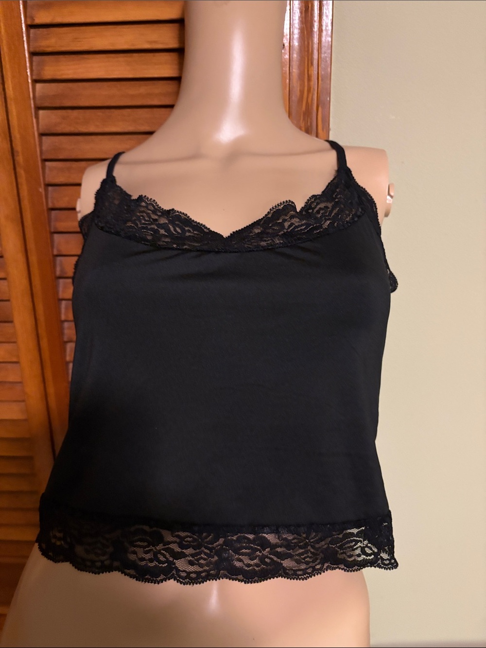 Black Lace-Trim Camisole Chemise